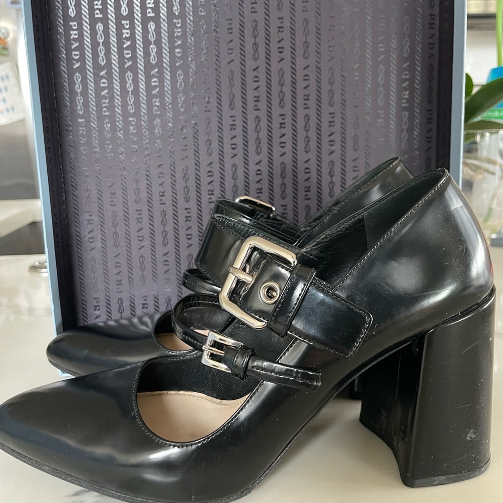 Prada Black Heels with Silver Accents - Picture 7 of 10